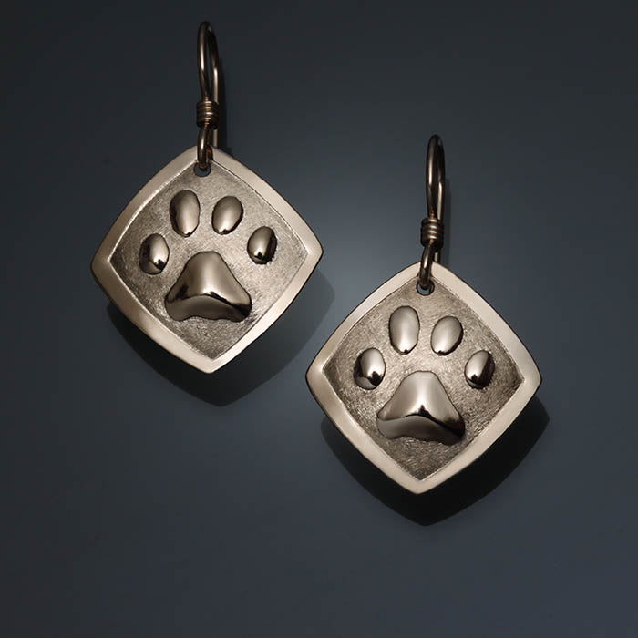 14k Gold Filled Paw Print Earrings (156P.y)