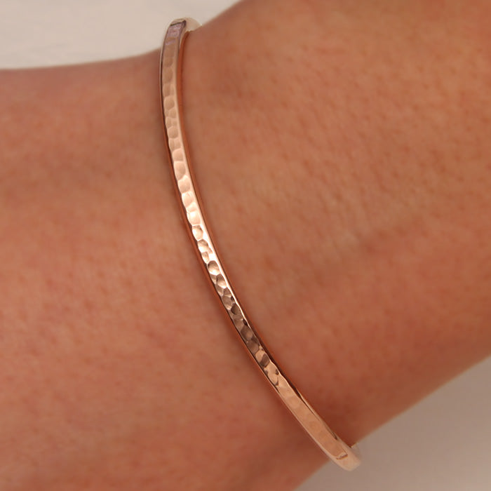 14k Rose Gold Filled Thin Hammered Cuff Bracelet (350cur.rgf)