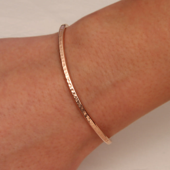 14k Rose Gold Filled Thin Hammered Cuff Bracelet (350cur.rgf)