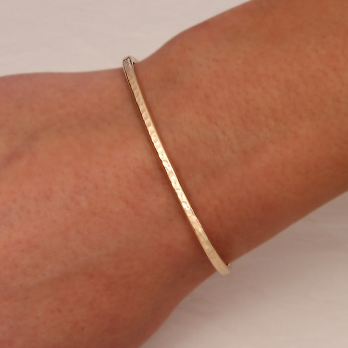 slim hammered 14k gold cuff