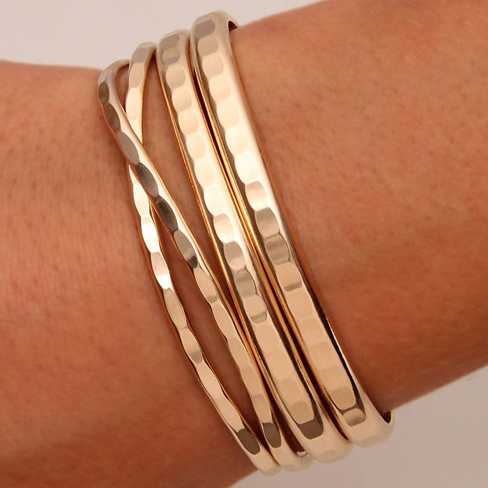 Hammered Cuff Bracelets, 14K Yellow Gold Filled (351.352.ygf.4)