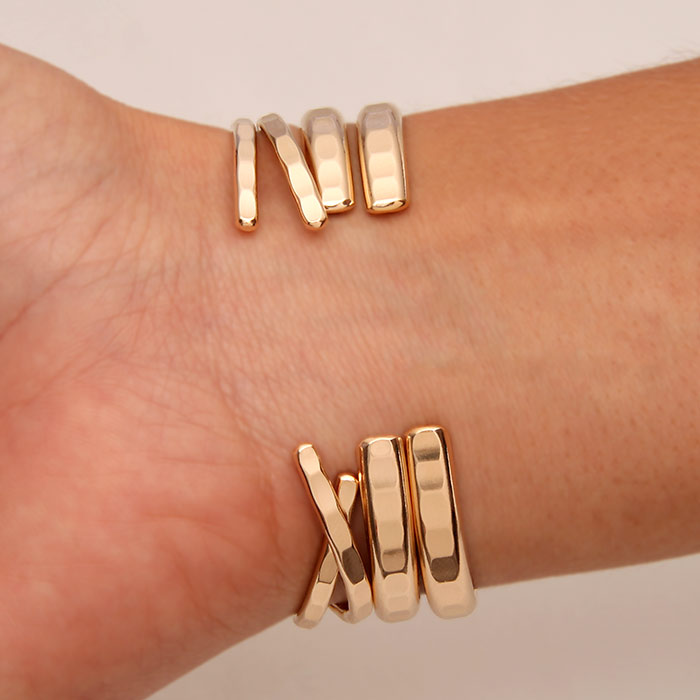 Hammered Cuff Bracelets, 14K Yellow Gold Filled (351.352.ygf.4)