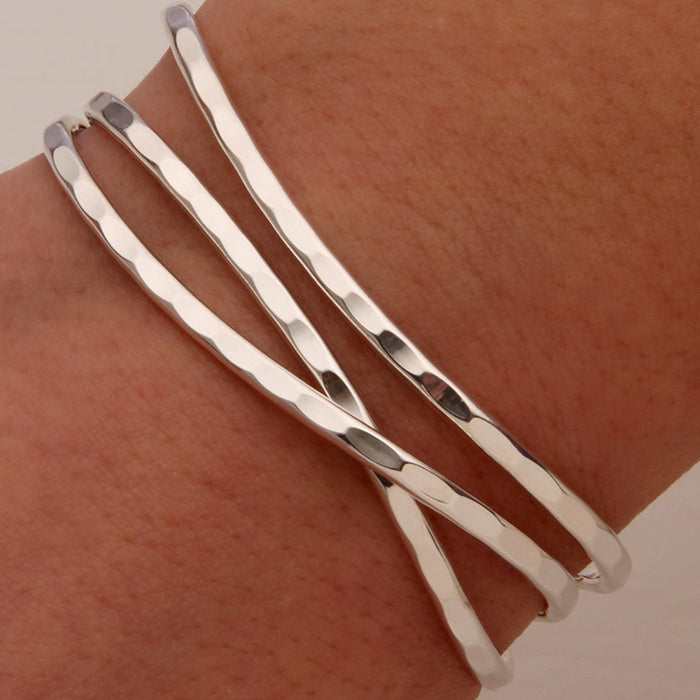 Hammered Cuff Bracelets, Sterling Silver (351.s.3)