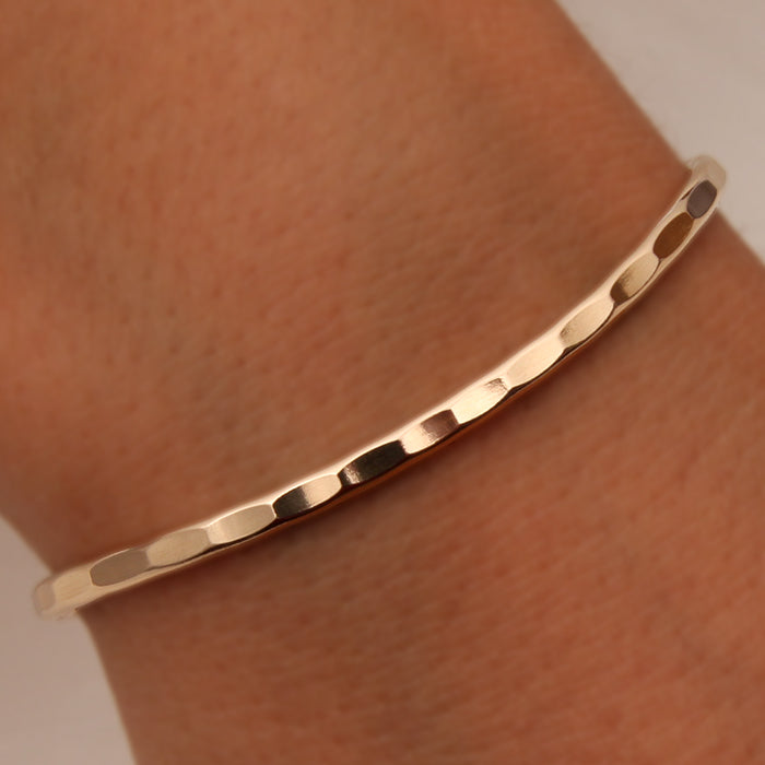14k Yellow Gold Filled Thin Hammered Cuff Bracelet (351.ygf)