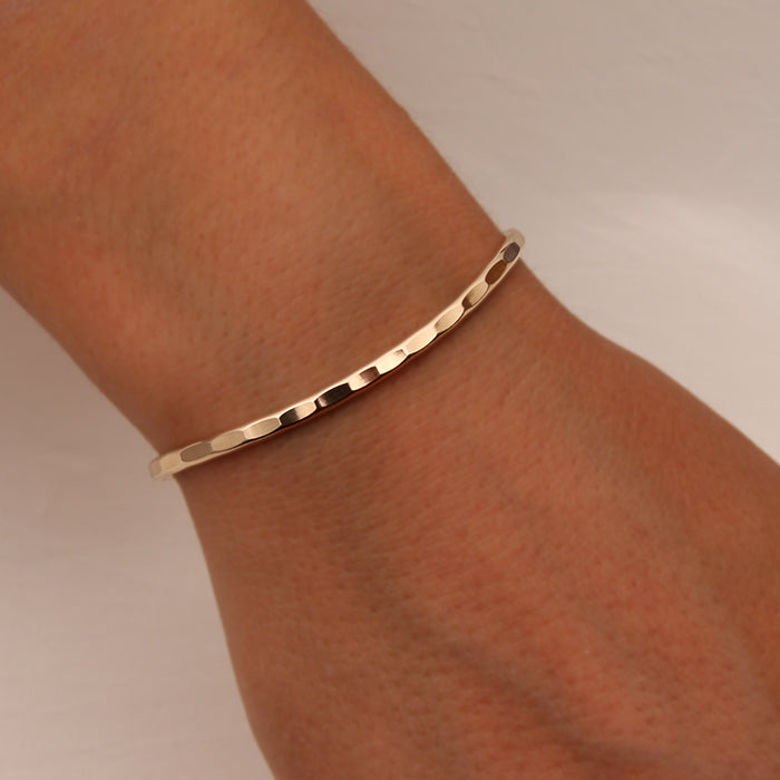 14k Yellow Gold Filled Thin Hammered Cuff Bracelet (351.ygf)