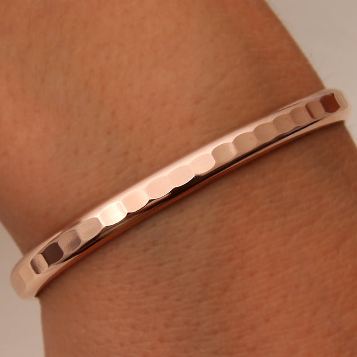 14k Rose Gold Filled Thick Hammered Cuff Bracelet (352.rgf)
