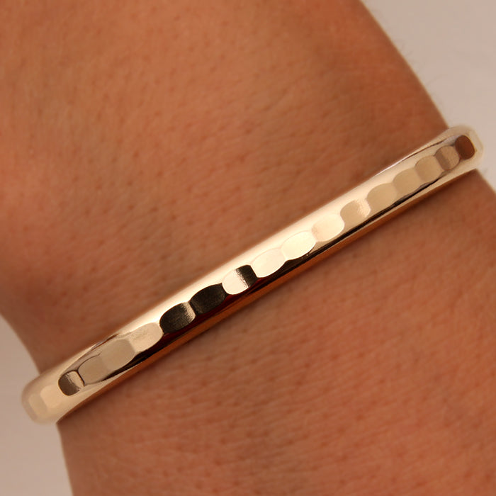 14k Yellow Gold Filled Thick Hammered Cuff Bracelet (352.ygf)
