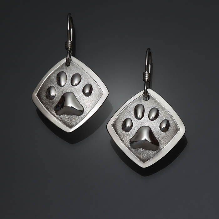 Sterling Silver Paw Print Earrings (156P.s)