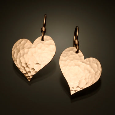 14K Gold Filled Hammered Heart Earrings (151.y)