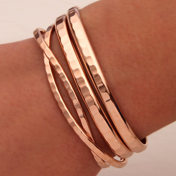 Hammered Cuff Bracelets, 14K Rose Gold Filled (351.352.rgf.4)