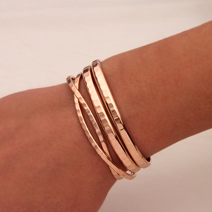 Hammered Cuff Bracelets, 14K Rose Gold Filled (351.352.rgf.4)