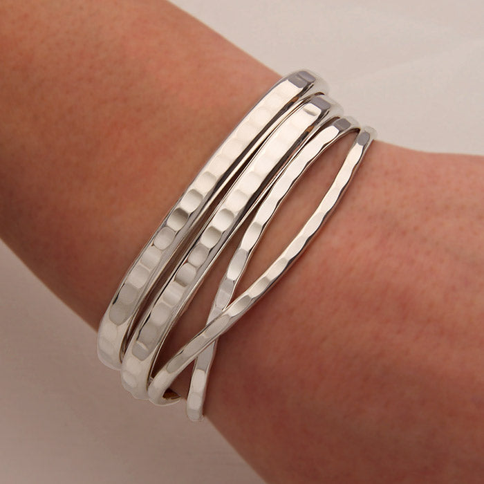 Hammered Cuff Bracelets, Sterling Silver (351.352.s.4)