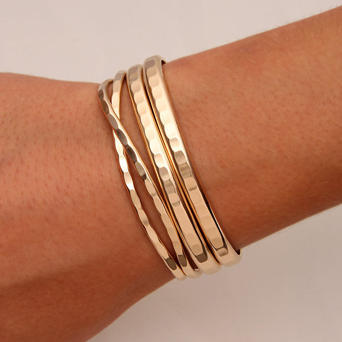 Hammered Cuff Bracelets, 14K Yellow Gold Filled (351.352.ygf.4)
