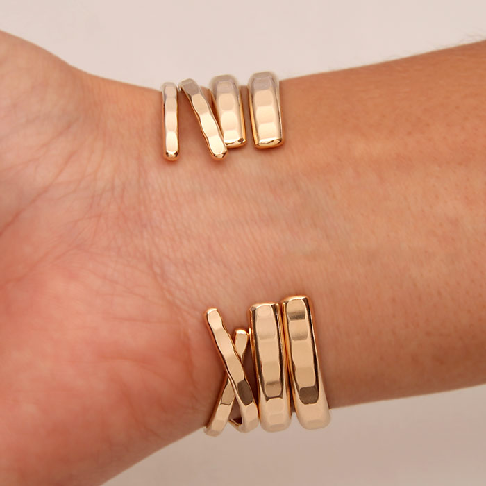 Hammered Cuff Bracelets, 14K Rose Gold Filled (351.352.rgf.4)