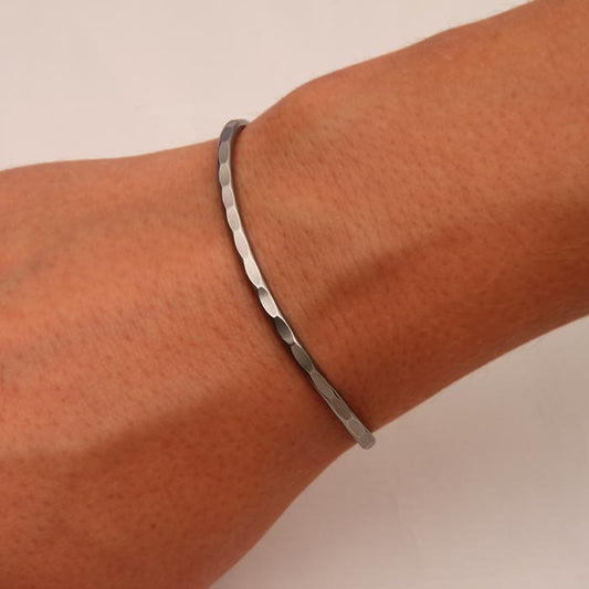 Gunmetal (Niobium) Thin Hammered Cuff Bracelet (351.n)