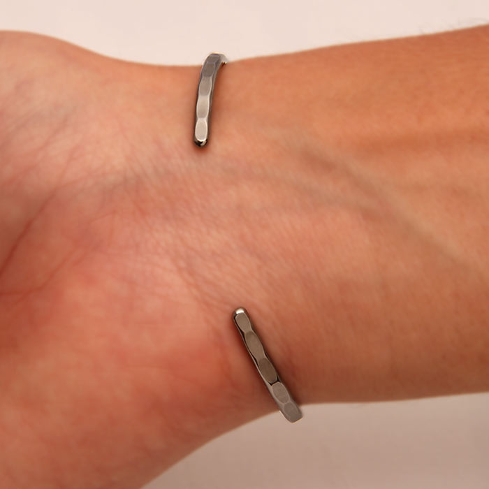 Gunmetal (Niobium) Thin Hammered Cuff Bracelet (351.n)
