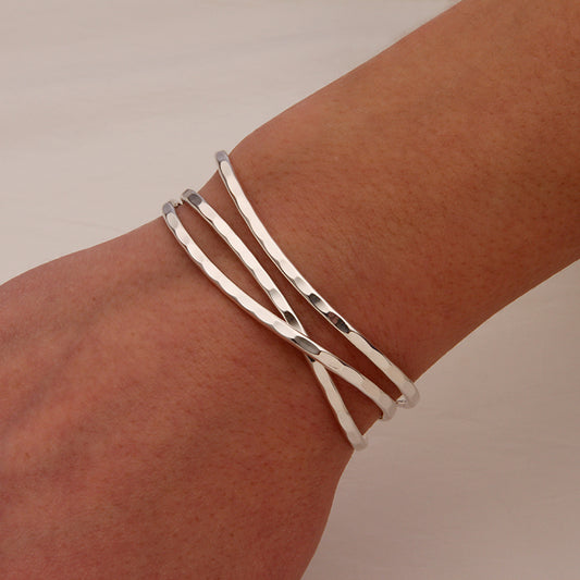 Hammered Cuff Bracelets, Sterling Silver (351.s.3)