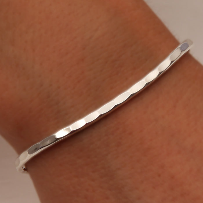 Sterling Silver Thin Hammered Cuff Bracelet (351.s)