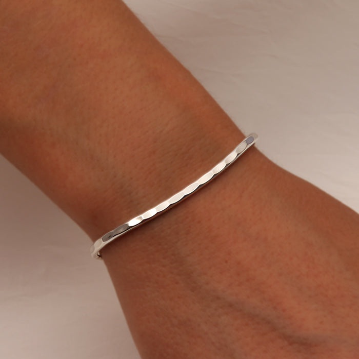 Sterling Silver Thin Hammered Cuff Bracelet (351.s)