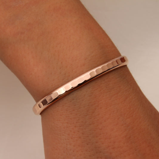 14k Rose Gold Filled Thick Hammered Cuff Bracelet (352.rgf)