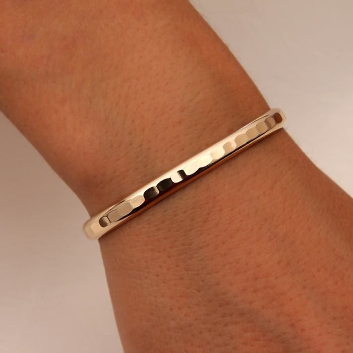 14k Yellow Gold Filled Thick Hammered Cuff Bracelet (352.ygf)