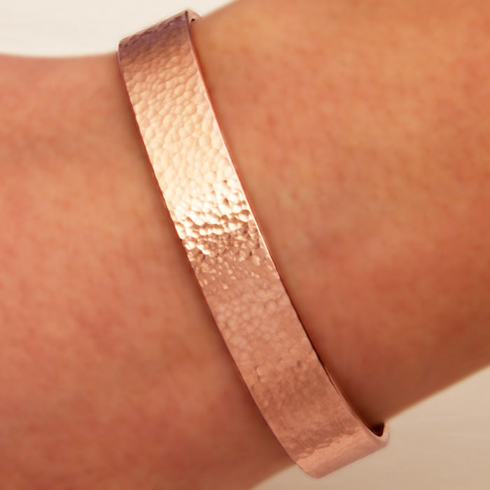 Wide Hammered Cuff Bracelet, 14K Rose Gold Filled (354.rgf)