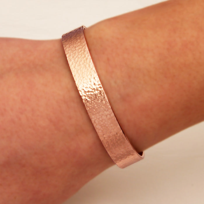 Wide Hammered Cuff Bracelet, 14K Rose Gold Filled (354.rgf)