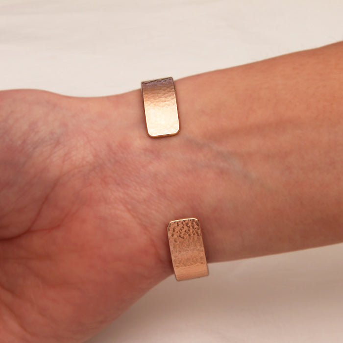 Wide Hammered Cuff Bracelet, 14K Rose Gold Filled (354.rgf)