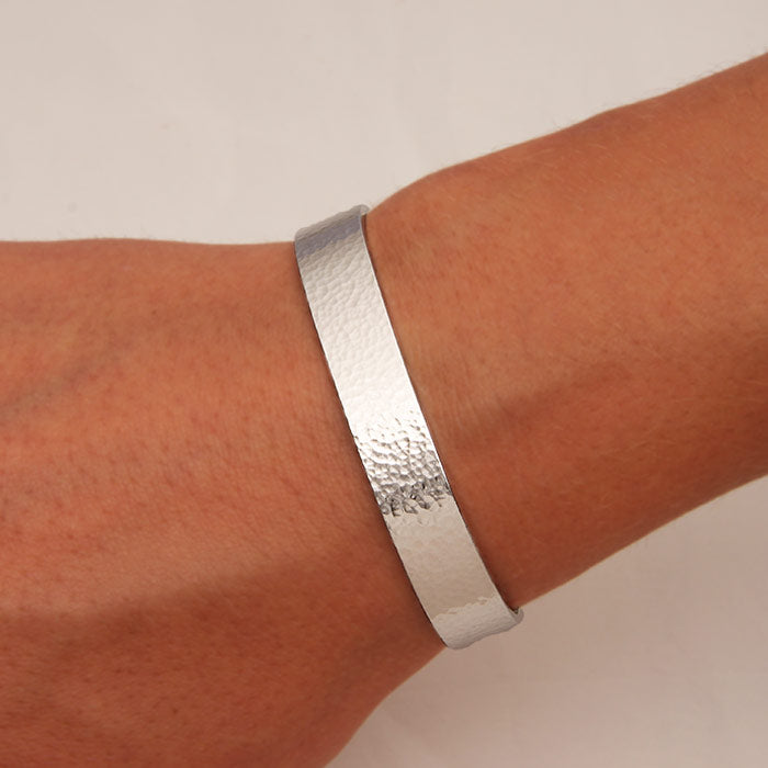 Wide Hammered Cuff Bracelet, Sterling Silver (354.s)