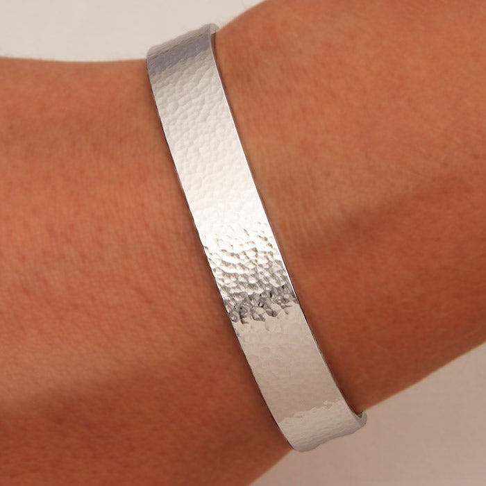 Wide Hammered Cuff Bracelet, Sterling Silver (354.s)