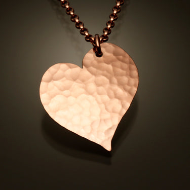 14K Rose Gold Filled Hammered Heart Pendant (451.r)