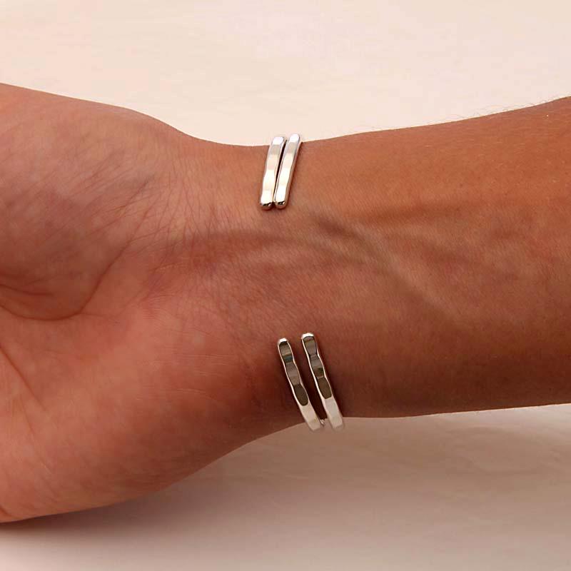 Thin Hammered Cuff Bracelets, Gold, Rose Gold, Silver (351.ygf.rgf.s.6)